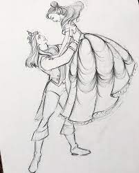 Belle And Her Prince 9x12 Sketch Reference From Artofdavidkawena Disney Princess Drawings Beauty And The Beast Drawing Disney Sketches