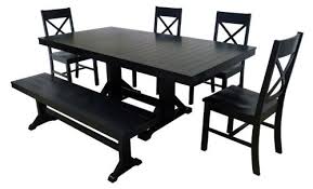 With options in both wood and metal, walker edison is sure to have exactly what you're looking for from coffee tables to dining sets, we carry the best products walker edison has to offer at the best their products are made of only the highest quality components, including solid hardwoods, for sturdy. Walker Edison Black 6 Piece Solid Wood Dining Set With Bench Dining Set With Bench Black Dining Room Sets Nook Dining Set
