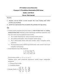 Elemen nol di terhadap kedua. Jawaban Aljabar Linera 1 Darma Soal