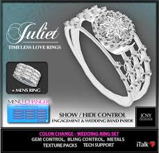 Could be polished to be shiny or bought in a glossy sterling silver if desired. Second Life Marketplace Jcny Juliet Timeless Love Hyper Gems Wedding Ring Set