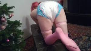 Silly puppy makes sure she needs Diapers and cums in them!