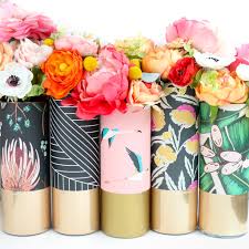 The elegant floral pattern and lovely color tones used in this sheer window curtain set offer a stunning look to update your living room, bedroom or dining room. Mustard Floral Pattern Wrapped Glass Flower Vase With Matte Gold Botto Kailo Chic