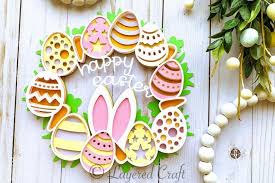 Download 3d Layered Happy Easter Wreath Paper Craft Digital File 1249570 Cut Files Design Bundles