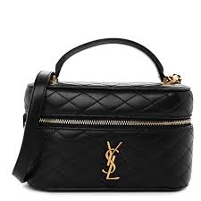 SAINT LAURENT Lambskin Quilted Mini Gaby Vanity Case Black 1473440 |  FASHIONPHILE