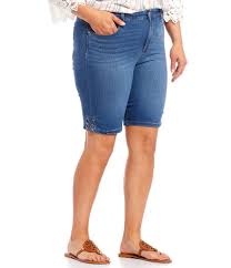 Schlupfhosen, jeans, jogginghosen, thermohosen, bermudas, freizeithosen, sommerhosen. Code Bleu Plus Size Chelsea Lace Up Hem Detail Bermuda Shorts Dillard S