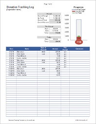 donation tracker for excel with thermometer chart