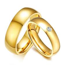 Couple rings in gold for wedding and engagement. Classic Wedding Rings Women Men Gold Color Stainless Steel Couple Band Promised Ebay