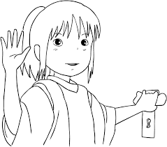Anime coloring pages ghibli studio coloring pages for kids. Chihiro Goodbye From Spirited Away Coloring Page