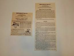 ¡disfruta con tu pareja este 2020! Monopolio Vintage Parker Brothers 1961 Instrucciones De Reglas De Juego De Mesa Ebay