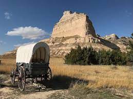 The wheel ruts of wagon trains that passed through this area may still be seen. Fort Laramie National Historic Site