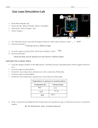 The background color of the simulation can be changed for easier projection by clicking on the phet menu bar, selecting options, and checking projector mode. Solution Gas Laws Simulation Lab Worksheet Studypool