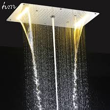 Insert a metal putty knife between the outside rim of the light fixture and the ceiling. Hm 9 Function Led Shower Head Light Rain Shower 700x380mm Large Waterfall Multi Function Led Ceiling Mount Overhead Shower Heads Overhead Shower Head Shower Head Lightled Shower Aliexpress