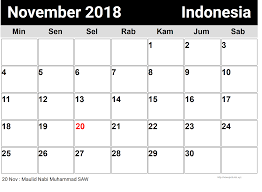 November 2018 Calendar Indonesia Calendar Indonesia November November Calendar Calendar Indonesia