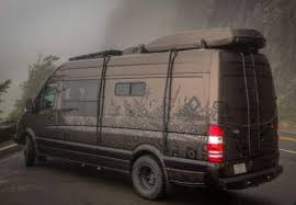 Outside Van Brown Pow Custom Camper Gear Hauler Mercedes Sprinter 4x4 Van Van Mercedes Sprinter Camper Mercedes Sprinter