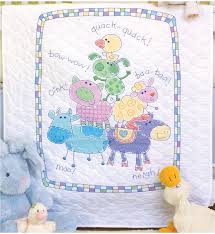 Which is the best cross stitch for farm animals? Baby Hugs Farm Friends Quilt Stitch Kit Stamped Cross Stitch Kit