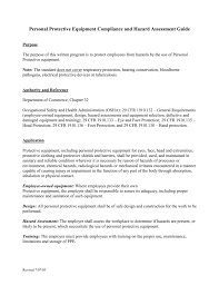 Personal Protective Equipment Hazard Assessment