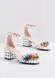 Black And White Polka Dot Shoes Heels Positive Portrayal Heel Betsy Johnson Shoes Leather Block Heels Leather Wedding Shoes