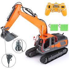 Amazon Com Vatos Rc Excavator 17 Channel Construction Vehicle 1 16 Scale 3 In 1 Remote Control Truck Remote Control Trucks Excavator Toy Construction Vehicles
