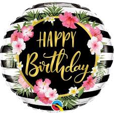 Clip Art Happy Birthday Flowers And Balloons Happy Birthday Mylar Flower Balloon Happy Birthday L Etsy In 2020 Birthday Cake Topper Printable Birthday Balloons Happy Birthday Black