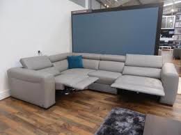 Natuzzi Editions Urban Grey Leather Power Reclining Sofa Furnimax Brands Outlet Sectional Sofa With Recliner Sofa Deals Reclining Sofa Decor