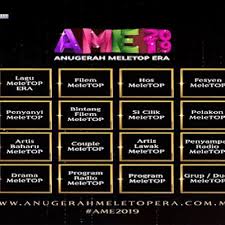 Jangan lupa untuk saksikan anugerah meletop era 2016 pada hari ahad, 28 februari jam 9 malam di astro. Anugerah Meletop Era 2019