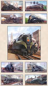 All Aboard Train Depot History Cream 24 X 44 Panel Panel Quilts Vintage Train Free Motion Quilt Designs