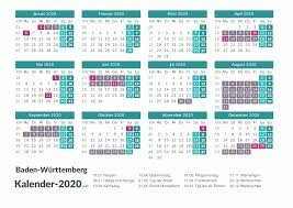 Klicken sie einfach auf einen kalender zum starten des. Ferien Baden Wurttemberg 2020 Ferienkalender Ubersicht