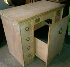 Sewing Machine Desk Hidden Chair Revealed To Be Refinished Sewing Machine Tables Diy Sewing Table Sewing Room Design
