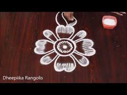 Simple Freehand Flower Rangoli For Beginners Easy Kolam Designs Muggulu Designs Without Dots Youtube Kolam Designs Flower Rangoli Muggulu Design