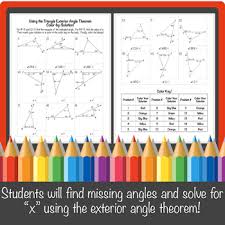 Found worksheet you are looking for? Using The Triangle Exterior Angle Theorem Color By Number Tpt