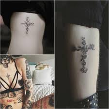 A unique style cross tattoo design for women on back of neck. Cross Tattoos Meaningful Cross Tattoo Ideas For Everyone Positivefox