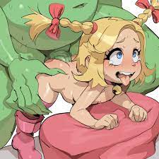 maniacpaint, cindy lou who, the grinch, how the grinch stole christmas,  absurdres, highres, 1boy, 1girl, age difference, ahegao, ass, bell, bent  over, blonde hair, blue eyes, blush, boots, bow, braid, censored, collar,