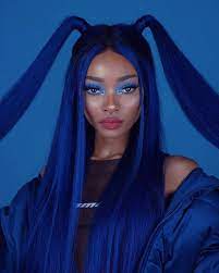 Nyane Lebajoa On Instagram I Ve Had These Pictures For So Looong Sci Fi Blue Is Here 30 Inches Long Hair Styles Blue Hair Hair Inspiration