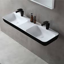 Maybe you would like to learn more about one of these? Double Countertop Wall Mounted Washbasin Twg203 Made Of Solid Stone Matte Black White 120x40x12cm T Amp W For Only Productprice Von Nextrend Gmbh