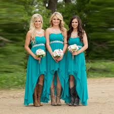 Real Image Country Wedding High Low Turquoise Bridesmaid Dresses With Boots Country Bridesmaid Dresses Turquoise Bridesmaid Dresses High Low Bridesmaid Dresses
