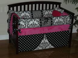 Black And White Crib Bedding Set Custom Crib Baby Bedding 3pc Set Hot Pink Black And White Damask Baby Crib Bedding Pink Crib Baby Bedding Sets