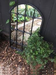 Small Black Antique Finish Garden Mirror Outdoor Mirror Outdoor Mirrors Garden Garden Mirrors
