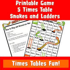 Multiplication Snakes And Ladders 5 Times Tables Activities Etsy Times Tables Activities Board Games For Kids Printable Math Games