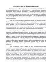 Maybe you would like to learn more about one of these? Position Paper Position Paper Same Sex Marriage In The Philippines Morality Is Central To Liking Respecting And Understanding People It Has To Do Course Hero