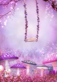 Purple Pink Fantasy Garden Swing Full Wall Mural Photo Wallpaper Home Dec 3d Kid Hanging Wall Art Wall Prints Wall Art Prints