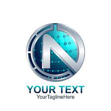 Initial Letter N Logo Template Colored Silver Blue Circle Sphere Logo Templates Letter Logo Design Business Symbols