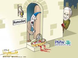 I thought somebody had photoshopped that crude drawing. Fatah Cartoon Depicts A Bloody Handed Netanyahu Giving A Dead Baby Called Gaza As A Ramadan Present Pmw Translations