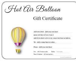 Image of gift certificate for a hot air balloon ride or a cooking class