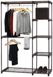 Steel wire adjustable garment rack with shelves, 48 w x 16 d x 72 h. Seville Classics Expandable Closet Organizer System