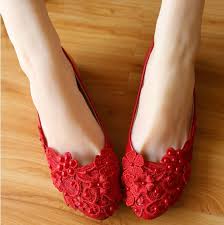 Women S Sweet Red Flat Shoes Lace Beads Wedding Shoes Bride Bridesmaid Sandals Other Balletflats Red Shoes Flats Wedding Shoes Flats Bridesmaid Sandals