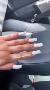 Finish the look with stylish rings. White Nails Medium Length Nails Nutt Nails Milky Nails Square Nails Simple Nails Young Nails Young Square Acrylic Nails Simple Acrylic Nails Square Nails