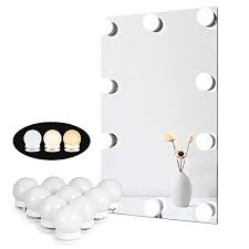 More leds means more brightness. Waneway Hollywood Mirror Light Kit With Multiple Color Tones For Makeup Dressing Table Plug In Led Vanity Lighting Strip Adhesive For Diy Lighted Mirror 10 Lights Mirror Not Included Buy Online In