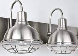 May be installed with glass up or down and is ul listed for damp locations. Kira Home Liberty 36 4 Light Modern Industrial Vanity Bathroom Kitchen Light Metal Cage Shades Brushed Nickel Finish Farmhouse Goals