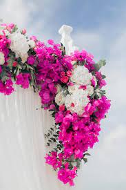 Elegant Destination Wedding In Santorini Tie The Knot In Santorini Weddings Events Bougainvillea Wedding Santorini Wedding Floral Wedding
