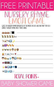 Nursery rhyme printable baby shower game. Nursery Rhyme Baby Shower Emoji Game Nursery Rhyme Baby Shower Emoji Games Free Printable Baby Shower Games